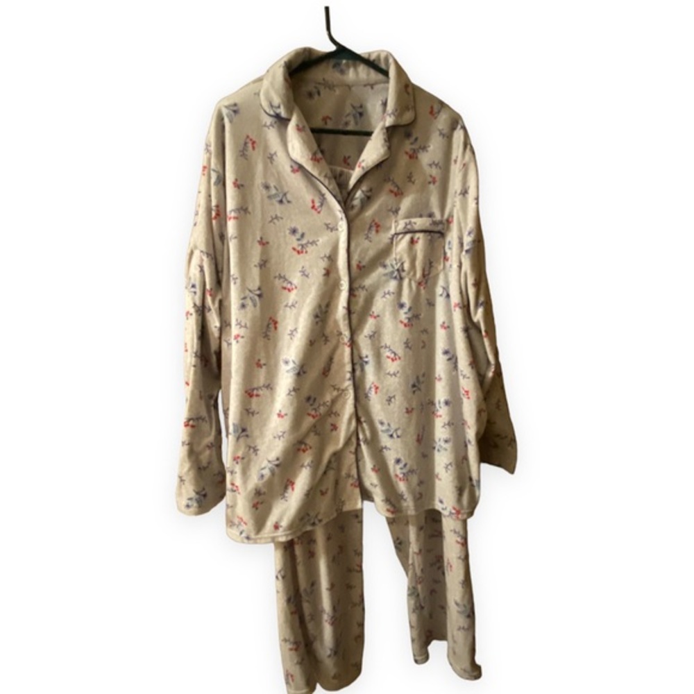 Croft & Barrow Women’s Pajamas Set Plus Size 3X‎ Button Up Gray Draw String